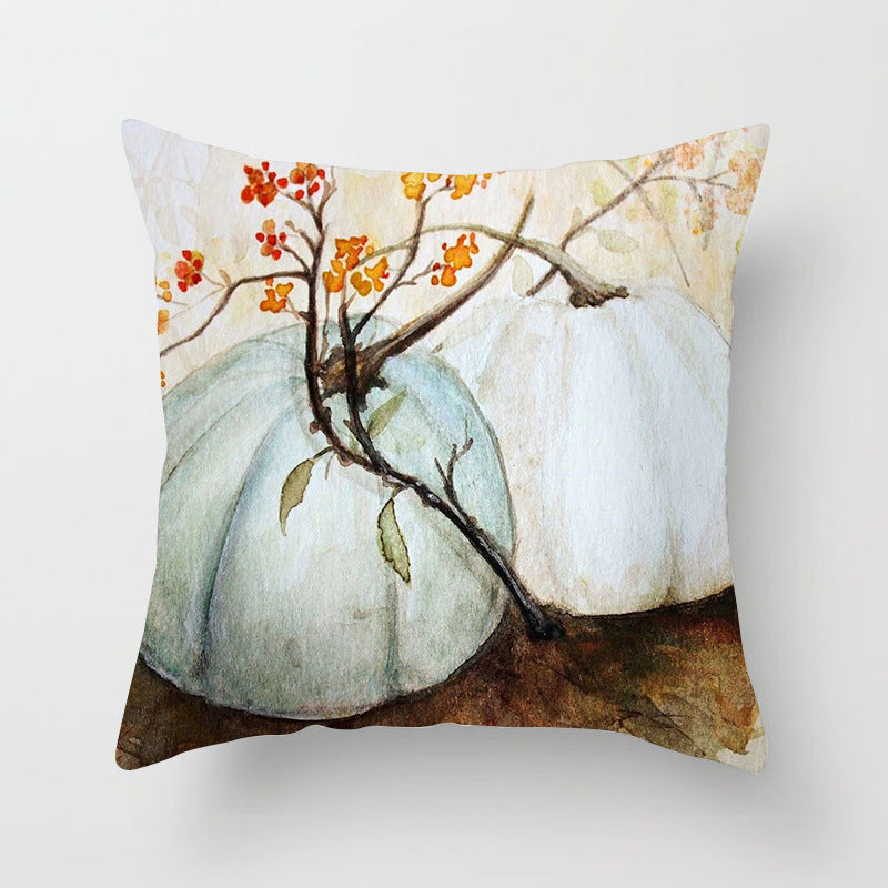 Halloween Pumpkin Pillow Cover – Cotton Cushion Case 45×45cm (Fall & Thanksgiving Décor)