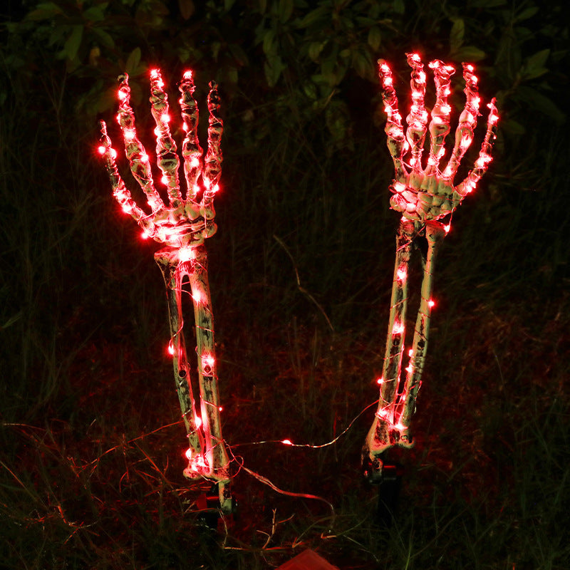 Halloween Skull Arm Stake Lights – Solar & Battery Powered Outdoor Decorations