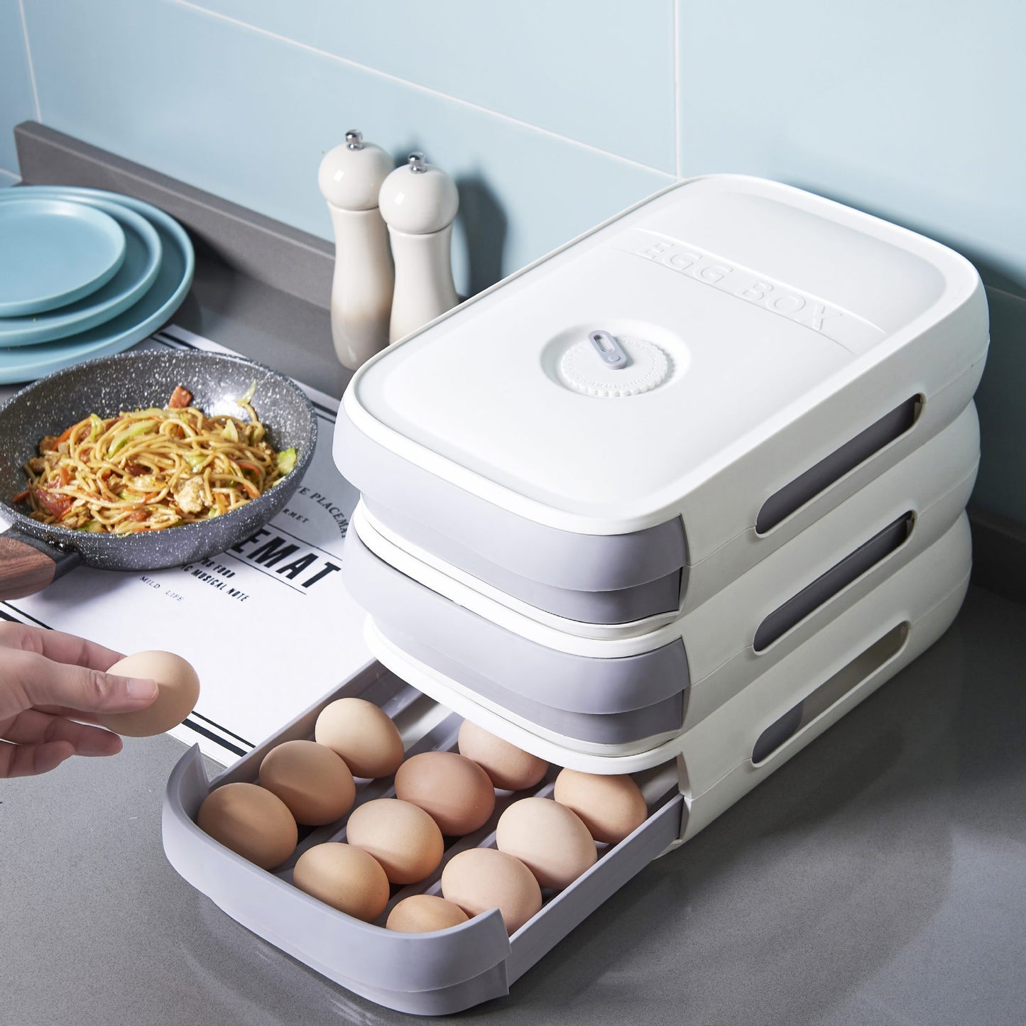 Drawer Egg Storage Box – Stackable Refrigerator Organizer (32×21×7.8cm)