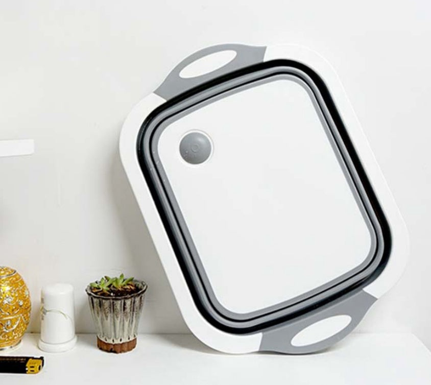 Foldable Vegetable Basket – 3-in-1 Chopping Board, Strainer & Storage Container