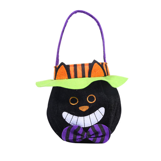 Halloween Candy Tote Bag – Pumpkin, Witch, Black Cat & Vampire Trick-or-Treat Bag