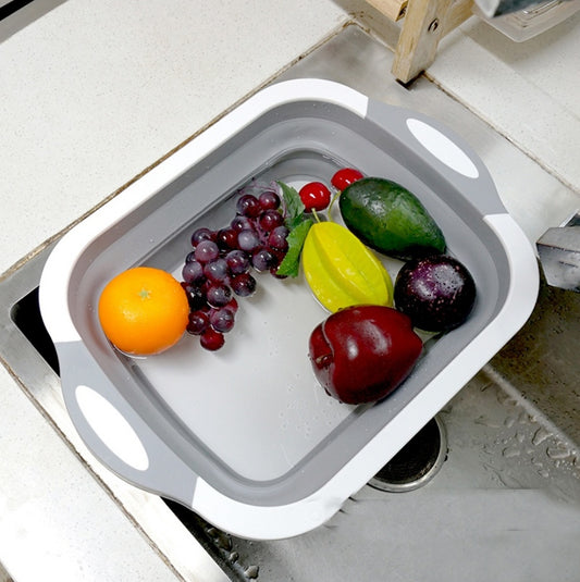 Foldable Vegetable Basket – 3-in-1 Chopping Board, Strainer & Storage Container