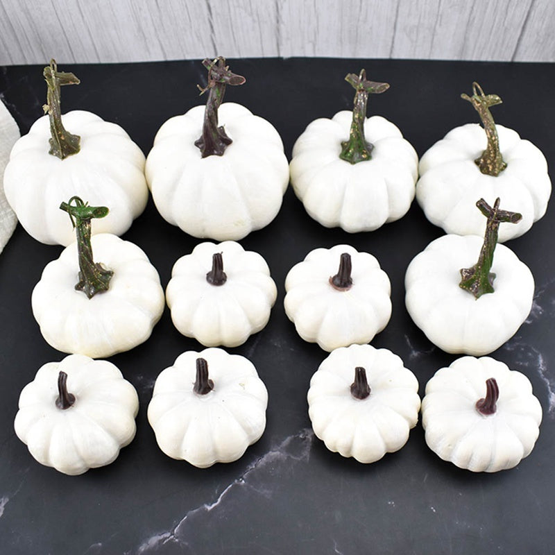 Artificial White Pumpkins – Halloween & Fall Decoration (Set of 12 & 6)