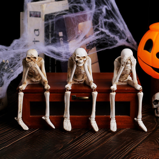 Halloween Skeleton Decoration β See No Evil, Hear No Evil, Speak No Evil Figurine
