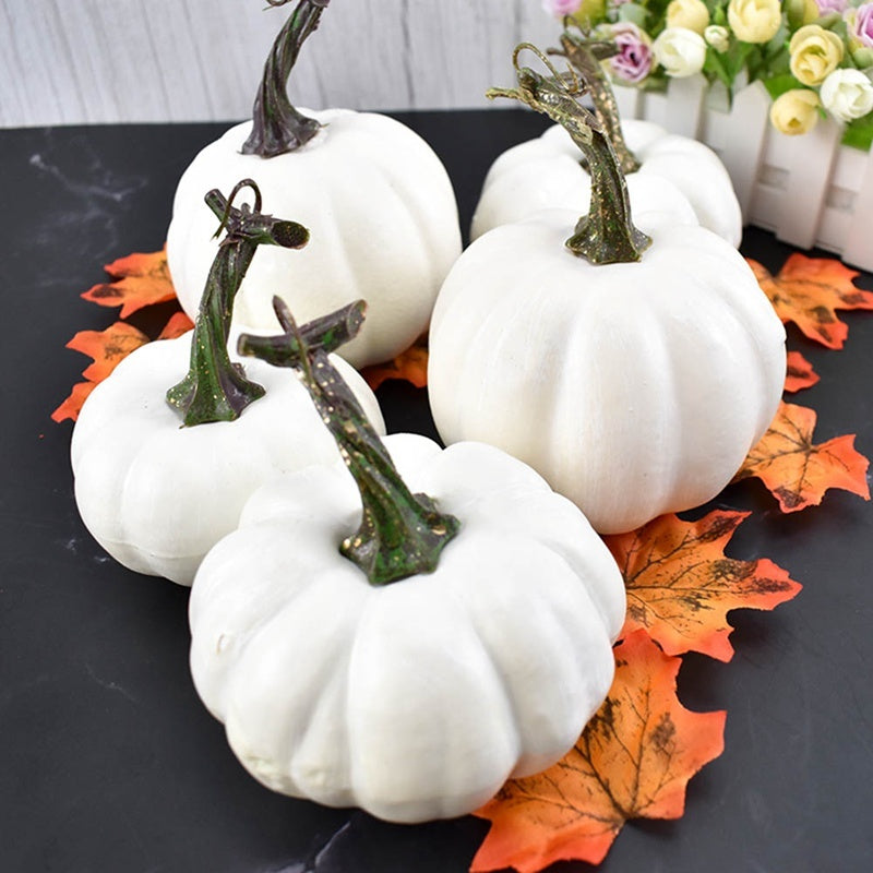 Artificial White Pumpkins – Halloween & Fall Decoration (Set of 12 & 6)