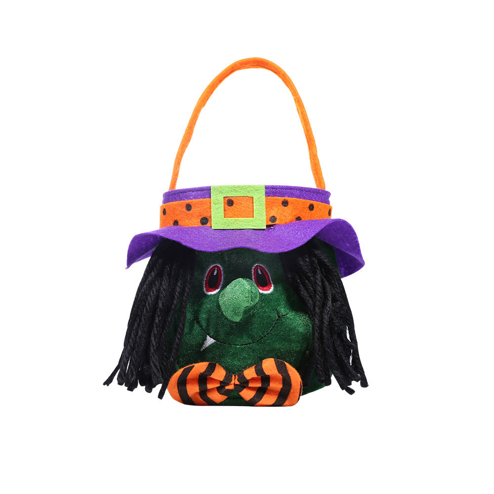 Halloween Candy Tote Bag – Pumpkin, Witch, Black Cat & Vampire Trick-or-Treat Bag