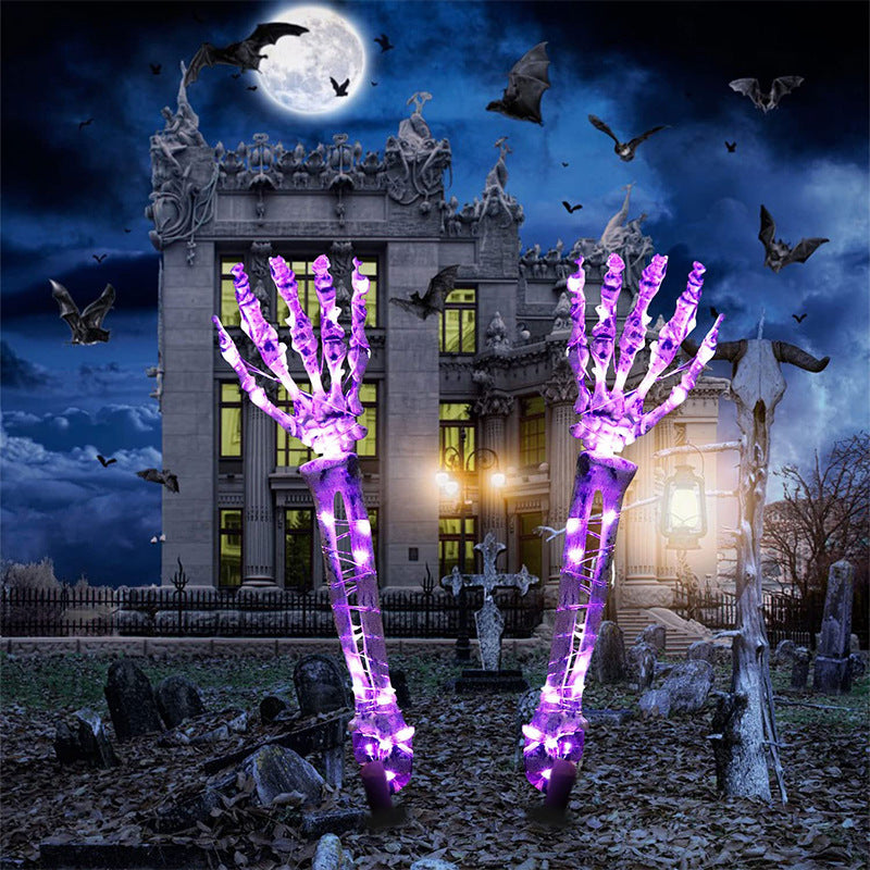 Halloween Skull Arm Stake Lights – Solar & Battery Powered Outdoor Decorations