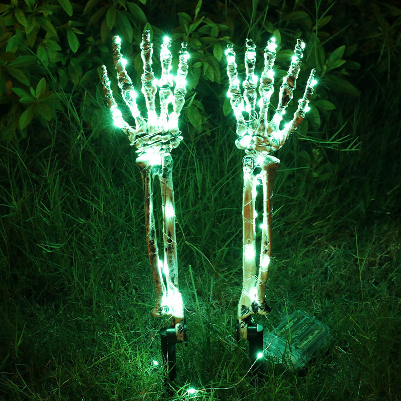 Halloween Skull Arm Stake Lights – Solar & Battery Powered Outdoor Decorations