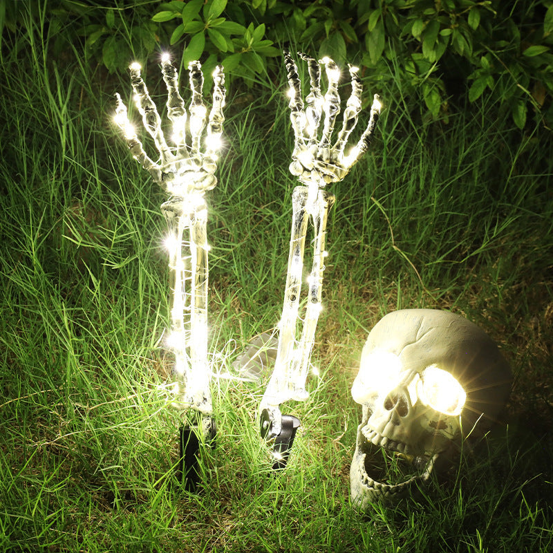 Halloween Skull Arm Stake Lights – Solar & Battery Powered Outdoor Decorations