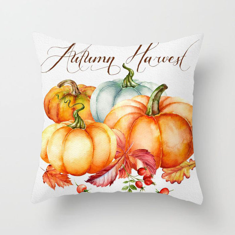 Halloween Pumpkin Pillow Cover – Cotton Cushion Case 45×45cm (Fall & Thanksgiving Décor)
