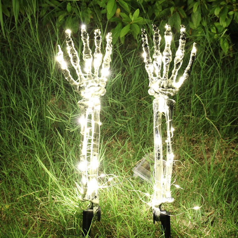 Halloween Skull Arm Stake Lights – Solar & Battery Powered Outdoor Decorations
