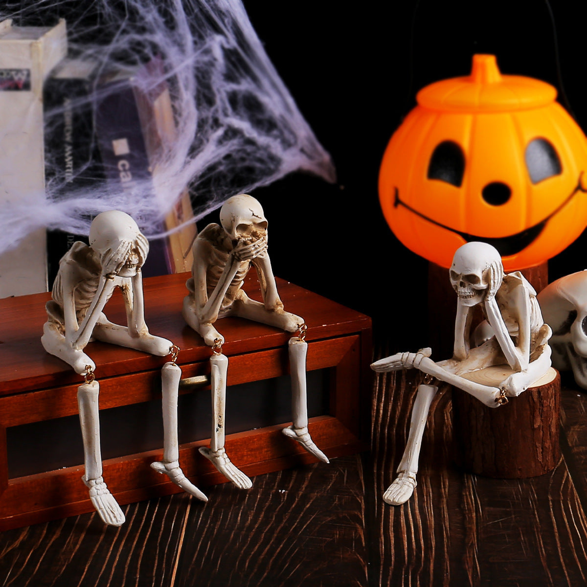 Halloween Skeleton Decoration – See No Evil, Hear No Evil, Speak No Evil Figurine