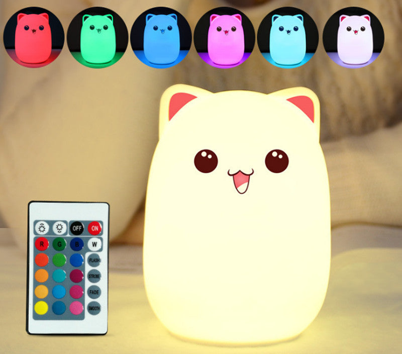 Cute Bear Silicone Night Light – Warm White & Color Changing USB LED Lamp