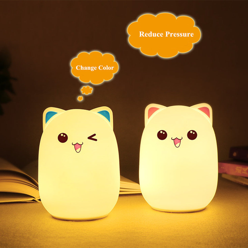 Cute Bear Silicone Night Light – Warm White & Color Changing USB LED Lamp