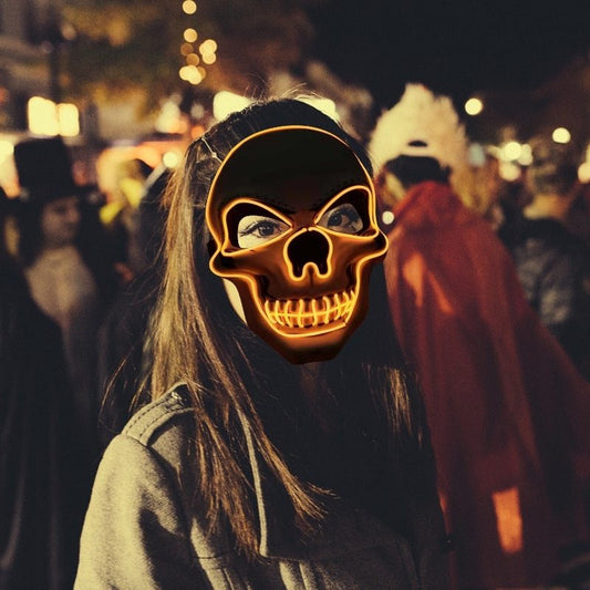 Skull LED Halloween Mask – Glowing Light-Up Scary Costume Mask