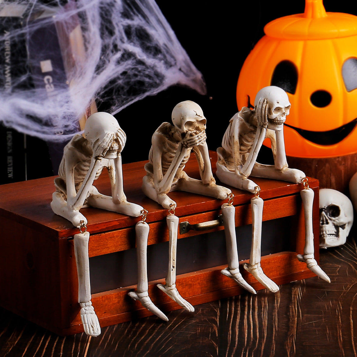 Halloween Skeleton Decoration – See No Evil, Hear No Evil, Speak No Evil Figurine