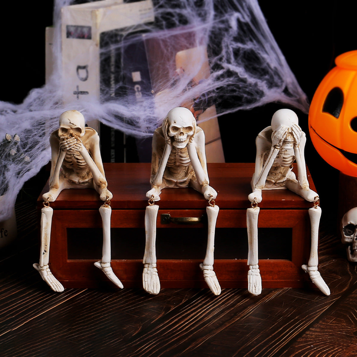 Halloween Skeleton Decoration – See No Evil, Hear No Evil, Speak No Evil Figurine