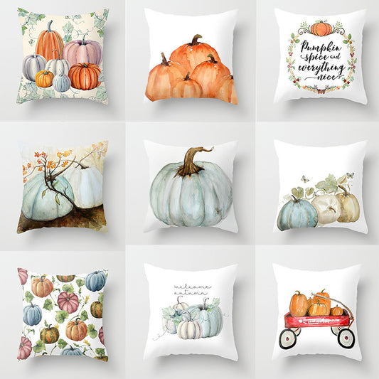 Halloween Pumpkin Pillow Cover – Cotton Cushion Case 45×45cm (Fall & Thanksgiving Décor)