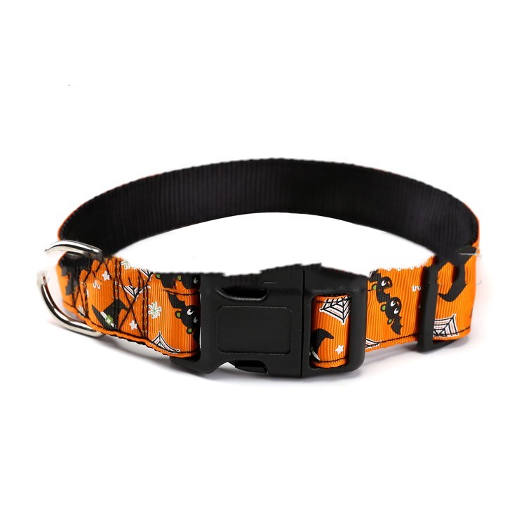 Halloween Pet Collar & Leash – Adjustable Nylon Rope Strap for Cats & Dogs (7 Designs)