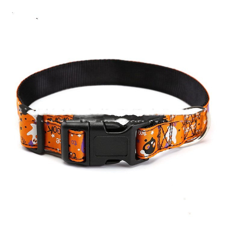 Halloween Pet Collar & Leash – Adjustable Nylon Rope Strap for Cats & Dogs (7 Designs)