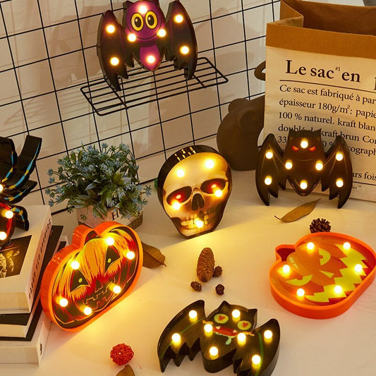 Halloween Decorative Night Light – Pumpkin, Skull, Bat & Spider (AA Battery)