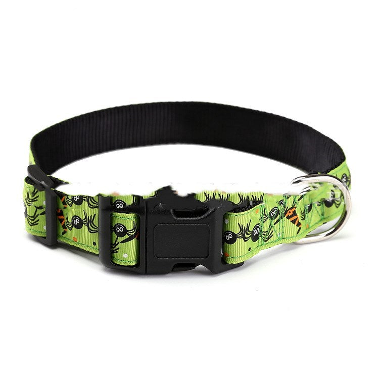 Halloween Pet Collar & Leash – Adjustable Nylon Rope Strap for Cats & Dogs (7 Designs)