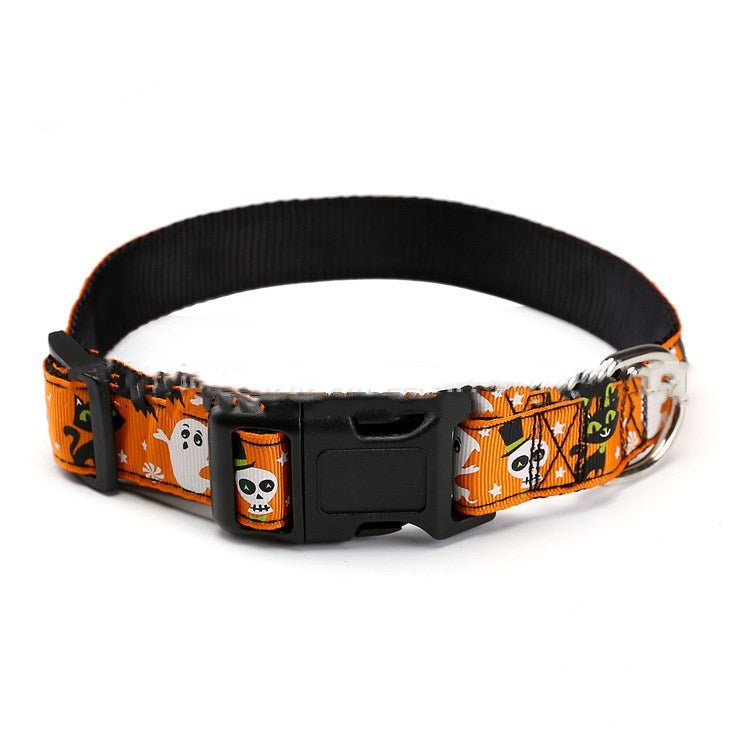 Halloween Pet Collar & Leash – Adjustable Nylon Rope Strap for Cats & Dogs (7 Designs)