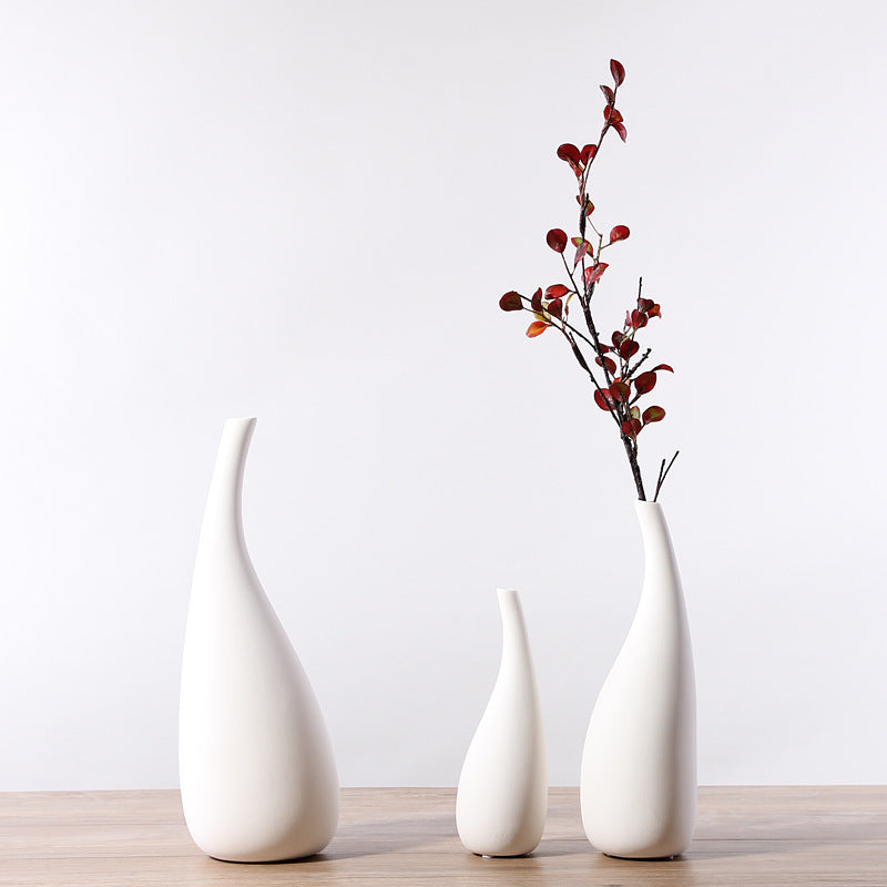 Contemporary Ceramic Vase – Elegant Water Drop Ornament for Shelves & Tables