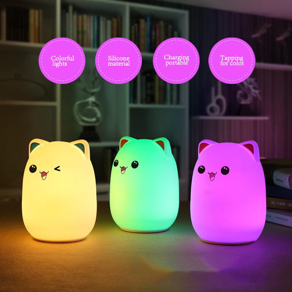 Cute Bear Silicone Night Light – Warm White & Color Changing USB LED Lamp